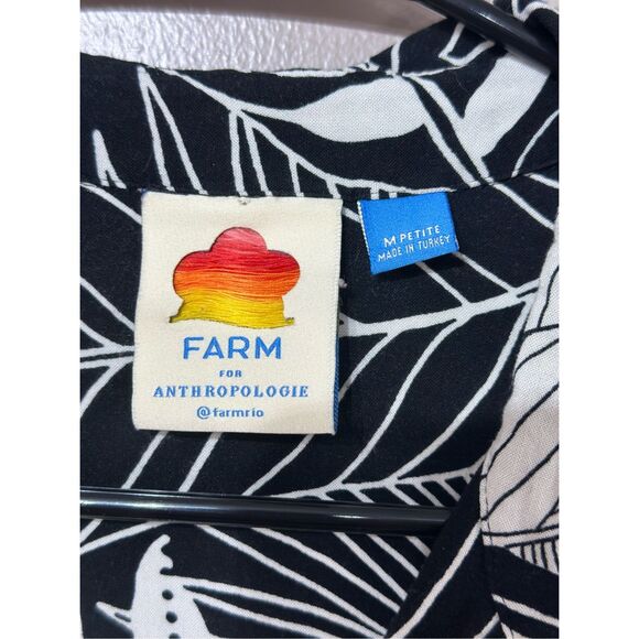 Farm Rio Black & White Button Up Adonidia Shirtdress Women's Medium Petite - Picture 5 of 11